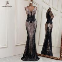 Seksualios gilios V kaklo stiliaus undinėlės vakarinės suknelės Vestidos Formales Vestidos De Fiesta Robe De Soiree De Mariage L juoda
