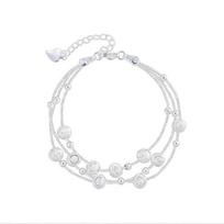 Sansheng Sanshi Sidabrinė Apyrankė Mergaitei Qixi Dovanos Jai Draugei Mažos Grupės Dizainas Draugei Daugiasluoksnė Rankos Puošmena Perkeliami Karoliukai Adjustable size white