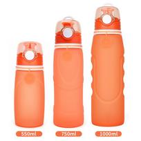 Sportinis virdulys sulankstomas silikagelio puodelis lauke, nešiojamasis kelioninis dviratis karščiui atsparus vandens puodelis, dovana 550ml beige