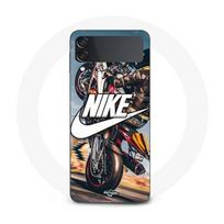 Coque - Maniacase - Samsung Galaxy Z Flip4 - Silicone - Souple - Nike Logo Blanc Moto juoda
