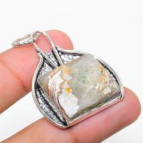 Natural Laguna Lace Agate Gemstone 925 Sterling Silver Pendant 1.81  y5I69