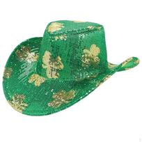 Sequin Cowboy Hat ST Patricks Day Hats Costume Accessory Western Cowgirl for Role Play Stage blue