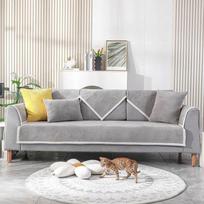 Velvet Sofa Cover for Living Room L Shape Sofa Chaise Cover Lounge Mat Winter Warm Sofa Towel Cover Non Slip Couch Slipcover 70x70cm  27x27in beige