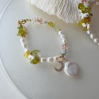 Irregular Raw Stone Wind Moon Teeth Spring Micro Inlaid Bracelet Girl Heart Handwoven Closed Eye Necklace 16cm gray