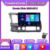 10 colių Android automobilinis radijas Carplay, skirtas Honda Civic 2005-2012 automobilių multimedijos vaizdo grotuvas GPS navigacija WIFI 2+32GB 1+16GB gray
