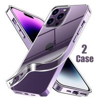2 Clear Phone Case For iPhone 11 12 13 14 15 Pro Max 13 Mini Soft TPU Silicone Cover For iPhone X XS Max XR 8 7 14 15 Plus Case For iPhone 15 Plus