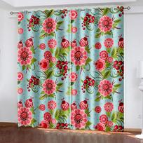 Valentino dienos gėlių serijos užuolaidos nuo saulės 2 vienetai svetainei, miegamajam, namų dekoravimui, kabliukai, perforavimas 100W130H(CM)40x51in&Hook red