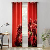 Šiuolaikinės langų užuolaidos Raudonų rožių puokštė Prabangios mados užuolaidos svetainei miegamojo virtuvės užuolaidos 135W x 60H(cm) x1