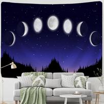 Žvaigždėtos nakties vaizdas Sieninė gobeleno drobė Fantazijos visata Animacinis Kawaii Hipis Studentų bendrabučio kambarys Namų dekoras 95x70cm blue