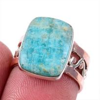 Natural Amazonite Gemstone 925 Solid Silver Jewelry Two Tone Ring Size 6US Y5C68