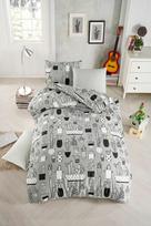 Patalynės užvalkalų komplektas Mijolnir Cactus Fitted, balta sp./juoda sp./pilka sp., 50 x 70 cm, 160 x 220 cm, 3 d.