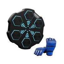 Music Boxing Machine Smart Boxing Trainer Adjustable Household Reaction Target for Home Karate Kickboxing Sports Practice Blue Gloves