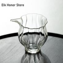 High Borosilicate Glass  Tea Pitcher Zen Lotus Fair Cup Divide Tea Cha Hai Household Justice Cup White Tea Cafes Craft Supplies A 8.9X8.8CM 200ML gray