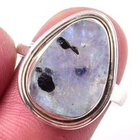 Natural Rainbow Moon Stone Gemstone Handmade 925 Sterling Silver Ring S.7 S3h24 gray