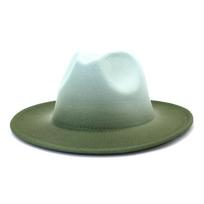 Gradiento spalvos vakarėlis kepuraitės moterims Vyriški vilnos veltinio džiazo kepurės „Fedora“ tendencijos plataus krašto purškiamų dažų kratinys „Sombreros De Mujer“