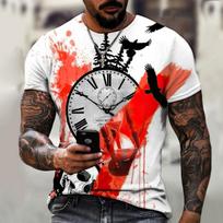 2022 m. prekės ženklo vyriški marškinėliai 3D spausdinimas Retro Compass Street Cool Trend marškinėliai O formos kaklu Dizainas Fashionistas Wear Oversize 5XL XS red