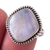Natural Rainbow Moon Stone Gemstone Handmade 925 Sterling Silver Ring S.8 l7v68 gray