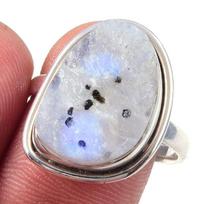 Natural Rainbow Moon Stone Gemstone Handmade 925 Sterling Silver Ring S.9 b4W19 gray