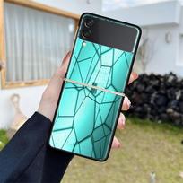 Luxury Case For Samsung Galaxy Z Flip 4 3 5G Black PC Hard Phone Cases Fashion Back Cover ZFlip Funda Geometric Gradient Shell Samsung Z Flip 4 5G