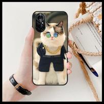 Juokingas animacinis katinas Skaidrus telefono dėklas, skirtas Huawei Honor 20 10 9 8A 7 5T X Pro Lite 5G Black Etui Coque Hoesjes Comic Fash dizainas Honor 7A beige
