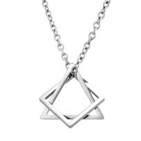 Sweater Chain Geometric Pendants Electroplating Anti-rust Fade-resistant Neck Decoration Accessory Stacking Square Triangle Pendant sidabras