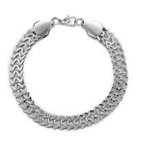 Men Bracelet Solid Color Simple Stainless Bland Lobster Clip Smooth Surface Cool Snake Scale gray