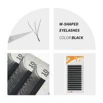 Forma Blakstienų priauginimas 3D Paruošti apimties kuokšteliai W stiliaus blakstienos Dirbtinis audinės kailis Minkštos Lengvai formuojamos Profesionalios Natūralios blakstienos LU&0.07mm&8mm white