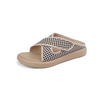 Krazing Pot Mules Peep Toe Low Heels Summer Flat Platform Flip Flops Women Leisure Outside Slippers 34 abrikosas