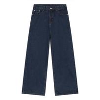 Men's Four Seasons New Korean Edition Deep Blue Mid Rise Slim Men's and Women's Same Style Jeans L ultramarino mėlyna spalva
