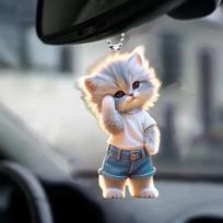 1vnt Creative mielas džinsinis kačių raktų pakabukas, akrilas, mieli naminių automobilių raktų pakabukų priedai, suasmenintos dovanos 1pc