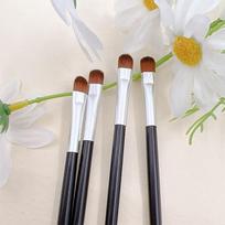 4pcs Portable Long Stick Brown Eyeshadow Brushes Beauty Tools