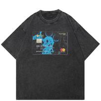 Streetwear Credit Card Graphic T-Shirt Cotton Washed Black Tshirt Unisex Tops Tees Summer Short Sleeves T Shirt S juoda