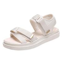 Rimocy Canvas Women Sandals  Hook Loop Platform Ankle Strap Summer Ladies Shoes Comfortable Open Toe Med Heels Sandals Woman 40 smėlis