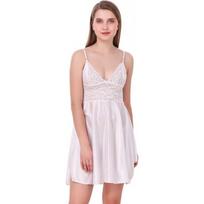 Ladysta Moteriški vienspalviai satininiai babydoll naktiniai drabužiai, universalus dydis (SML) Freesize (S  M L) balta