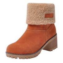 Winter Boots Women Fur Warm Snow Boots Ladies Warm Wool Booties Ankle Boot Comfortable Shoes Casual Female Mid Calf Boots Shoes 35 oranžinė