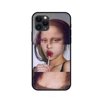 Black tpu case for iphone 5 5s se 2020 6 6s 7 8 plus x 10 XR XS 11 12 13 mini pro MAX back cover mona lisa Pattern iphone 5 5S SE 2016