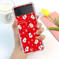 Luxury Case For Samsung Galaxy Z Flip 3 4 5G Funda Z Flip3 Clear PC Hard Shockproof Back Phone Shell Snowman Christmas Cartoon Samsung Z Flip