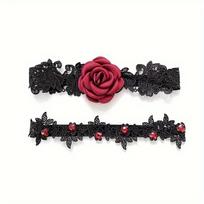 Rose Patch Lace Leg Garter Belt, Erotic Thigh Leg Rings, Women's Sexy Lingerie & Underwear Accessories juoda