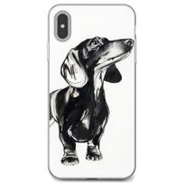 Skirta iPhone iPod Touch 11 12 Pro 4 4S 5 5S SE 5C 6 6S 7 8 X XR XS Plus Max 2020 Minkšto dėklo dangtelis Takso siluetas šuniukai Šuo Iphone 12pro Max alizarino tamsiai raudona spalva