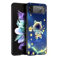 Z Flip 4 Phone Case for Samsung Galaxy Z Flip 3 5G ZFlip3 Flip3 zflip Flip4 Black Hard Cover Cute Cartoon Astronaut Shell Coque Galaxy Z Flip4