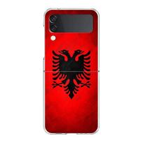 Telefono dėklas Samsung Galaxy Z Flip 3 4 5 skaidrus sulankstomas didelio kietumo PC korpusas Galaxy Z Flip 3 5 skaidrus dangtelis Albanijos vėliava Galaxy Z Flip 3