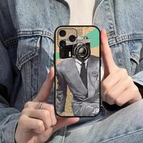 Vintage Camera people Collage Aesthetic Phone Case For iPhone Mini 11 12 13 14 15 Pro XS Max X Plus SE XR Black Soft Shell iPhone15 gray