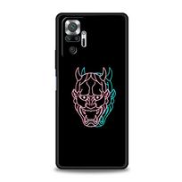 Silicone Phone Case For Xiaomi Redmi Note 12 10 11 9 8 Pro Plus 9S 7 8T 9T 9A 8A 9C K40 Gaming Soft Cover Samurai Oni Mask neon Redmi 8A