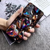 Spalvingas rožinis širdelės telefono dėklas Moto Edge 50 40 Pro Edge 40 30 Ultra Neo Fusion G Power G Stylus G Play E32 E20 E40 G Power 2022 black