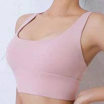 Moteriškos Push Up liemenėlės viršutinės sportinės apatinės kelnaitės, skirtos moterims, jogos grožio nugaros liemenėlės Fitness besiūlės vientisos liemenės, plonos dalies surinktos vamzdžio viršus XXXL rožinė