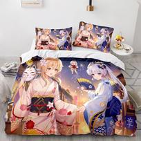 3D animacinių filmų mergaičių patalynės komplektas Anime stiliaus pūkų antklodės užvalkalai pagalvių užvalkalai, 2/3 vienetų paaugliams, dovanų prabangus užvalkalas Baby 100x135cm pink