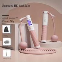 Jump Rope with LED Screen and Silicone Handle - Perfect for Indoor and Outdoor Workouts, Accurately Counts Jumps and Tracks Progress rožinė