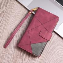Samsung ZFold 5 Leather Flip Card Case Fold4 with 3-Line Zipper Splice, Suitable for Mobile Phone. 3 raudona