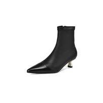 Krazing Pot Microfiber Winter Stiletto High Heels Modern Boots Women Zipper Size 43 Sexy Party Mixed Color Street Wear Elastic Ankle Boots 34 juoda