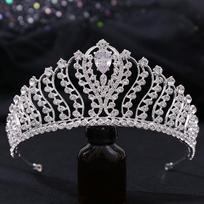 Nuotakos papuošalai Europos aukščiausios klasės cirkonio karūna nuotakos vestuvinės suknelės tiara Princesės gimtadienio kalnų krištolo karūna gray